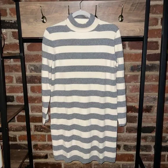 J. Crew Gray and White Striped Long Sleeve Dress - Picture 2 of 14